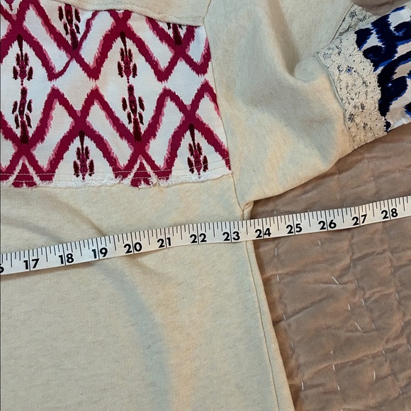 Anthropologie Pilcro Button Front Pullover Hooded Printed Cream sweatshirt - Picture 5 of 8